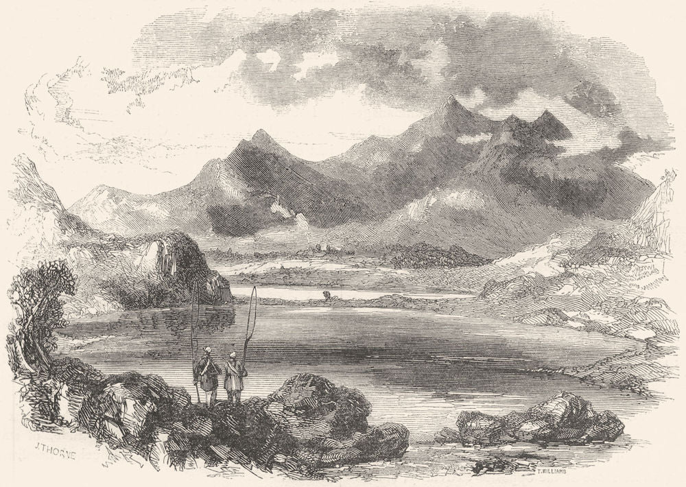 WALES. North Wales. Snowdon, from Capel Curig 1850 old antique print picture